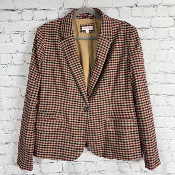 Merona Y2K Blazer Jacket Gingham Checked Multi Plaid Academia Preppy 16 - Picture 1 of 11